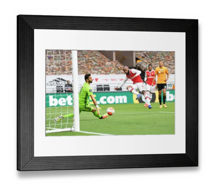 Framed Print : Alexandre Lacazette Scores Arsenal's Second Goal: Wolverhampton Wanderers vs Arsenal, Premier League 2019-2020 (July 4, 2020)