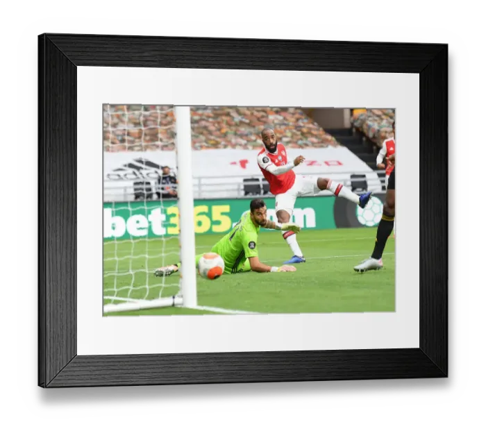 Framed Print : Alexandre Lacazette Scores Arsenal's Second Goal: Wolverhampton Wanderers vs Arsenal, Premier League 2019-2020