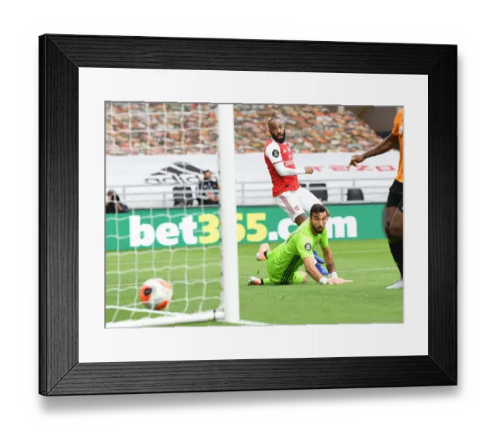 Framed Print : Alexandre Lacazette Scores Arsenal's Second Goal: Wolverhampton Wanderers vs Arsenal FC, Premier League 2019-2020