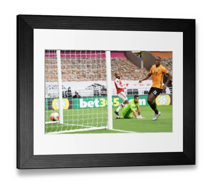 Framed Print : Alexandre Lacazette Scores Arsenal's Second Goal: Wolverhampton Wanderers vs Arsenal, Premier League 2019-2020