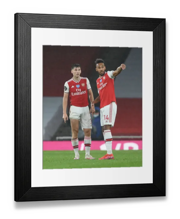 Framed Print : Arsenal: Aubameyang and Tierney in Action against Leicester City (2019-20)