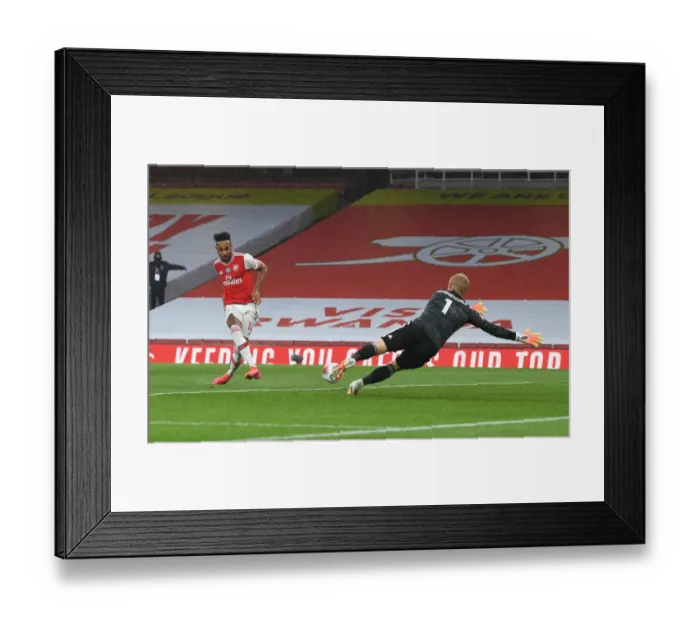 Framed Print : Aubameyang Scores: Arsenal vs Leicester City, Premier League 2019-2020