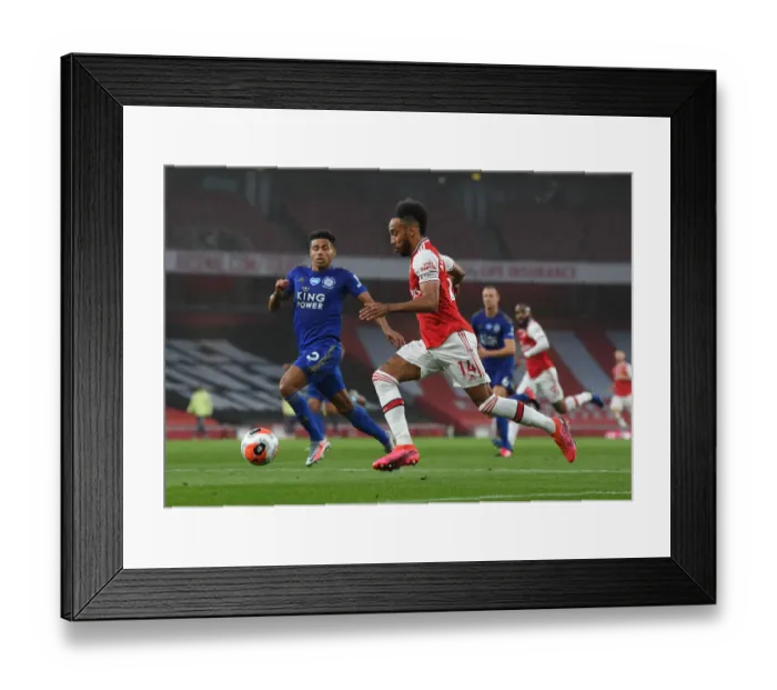 Framed Print : Arsenal's Aubameyang Clashes with Leicester's Justin in Premier League Showdown Framed Print : Arsenal's Aubameyang Clashes with Leicester's Justin in Premier League Showdown
