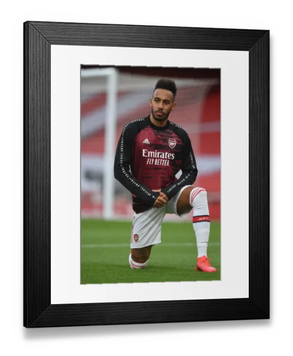 Framed Print : Arsenal's Aubameyang Gears Up: Arsenal vs Leicester City, Premier League 2019-20