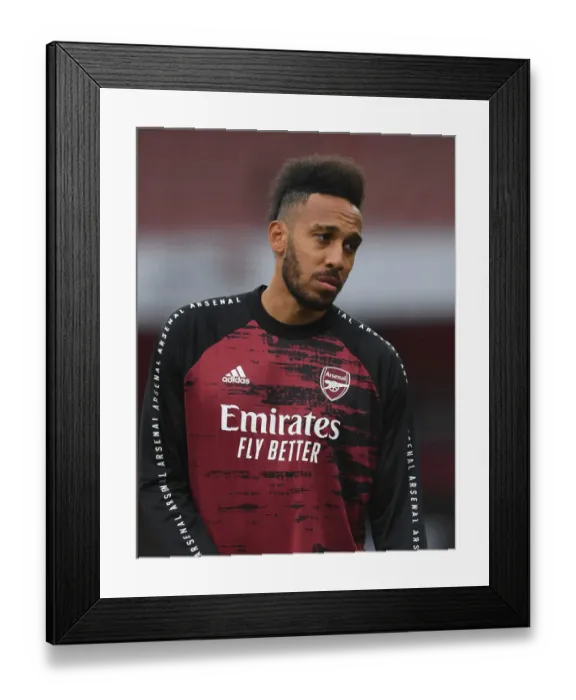 Framed Print : Arsenal's Aubameyang Prepares: Arsenal vs Leicester City, Premier League 2019-20