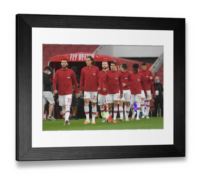 Framed Print : Arsenal's Kolasinac and Luiz Prepared for Leicester City Showdown (2019-20)