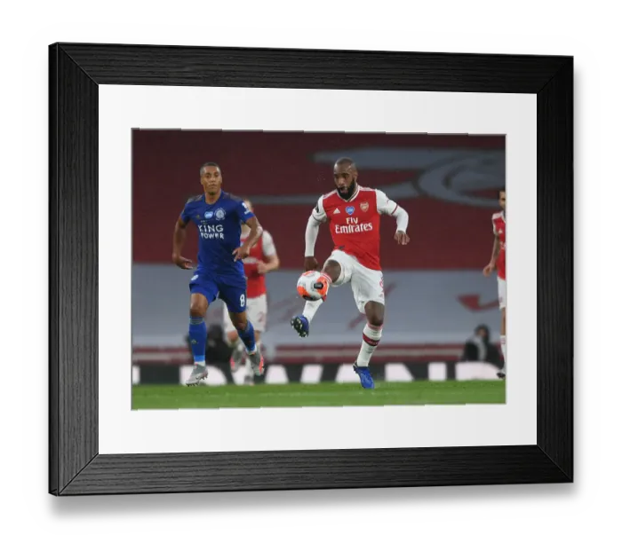 Framed Print : Alexandre Lacazette in Action: Arsenal vs. Leicester City, Premier League 2019-2020