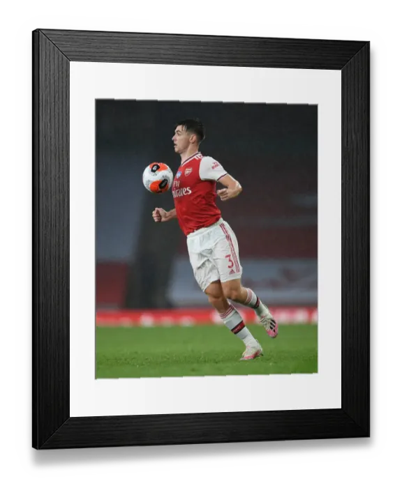 Framed Print : Arsenal's Kieran Tierney in Action: Arsenal vs Leicester City, Premier League 2019-2020