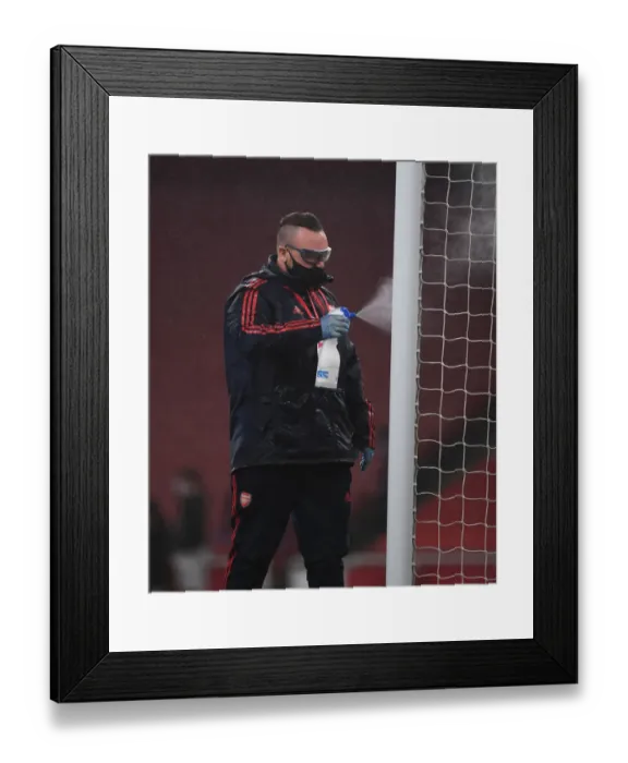Framed Print : Sprayed Goalposts: Arsenal vs Leicester, Premier League 2019-2020, Emirates Stadium Framed Print : Sprayed Goalposts: Arsenal vs Leicester, Premier League 2019-2020, Emirates Stadium