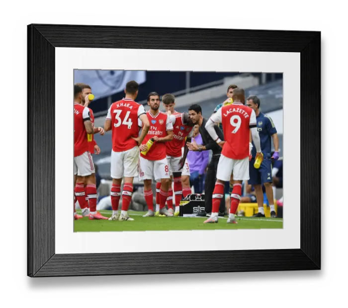 Framed Print : Mikel Arteta Motivates Arsenal Players During Tottenham Clash (Tottenham Hotspur vs Arsenal, Premier League 2019-20)