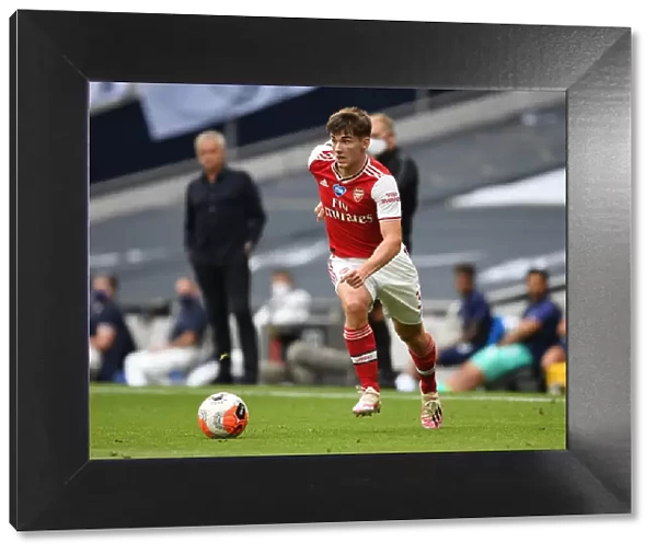 Arsenal's Kieran Tierney in Action Against Tottenham Hotspur in the Premier League (2019-20)