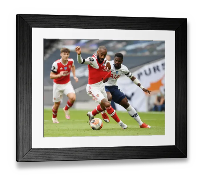 Framed Print : Intense Rivalry: Lacazette Fouls Aurier in Premier League Showdown (Tottenham vs. Arsenal, 2019-20) Framed Print : Intense Rivalry: Lacazette Fouls Aurier in Premier League Showdown (Tottenham vs. Arsenal, 2019-20)