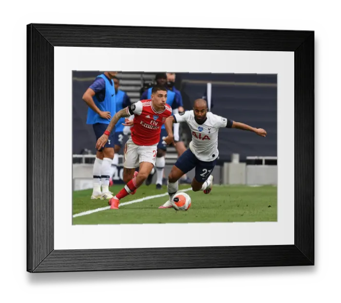 Framed Print : Bellerin Breaks Past Lucas: Arsenal vs. Tottenham, Premier League 2019-2020 Framed Print : Bellerin Breaks Past Lucas: Arsenal vs. Tottenham, Premier League 2019-2020