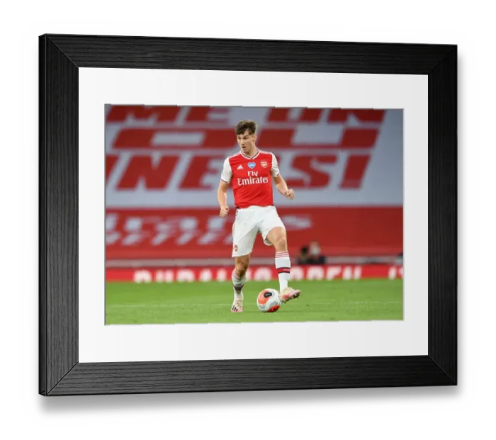 Framed Print : Arsenal's Kieran Tierney in Empty Emirates: Arsenal FC vs Liverpool FC, Premier League 2019-2020