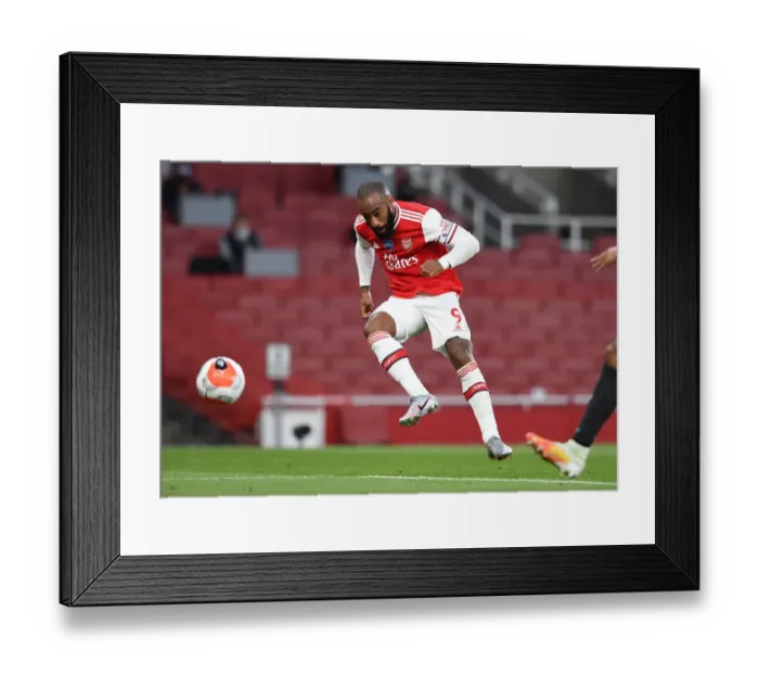 Framed Print : Arsenal's Lacazette Scores First Goal in Empty Emirates Against Liverpool (2019-20) Framed Print : Arsenal's Lacazette Scores First Goal in Empty Emirates Against Liverpool (2019-20)