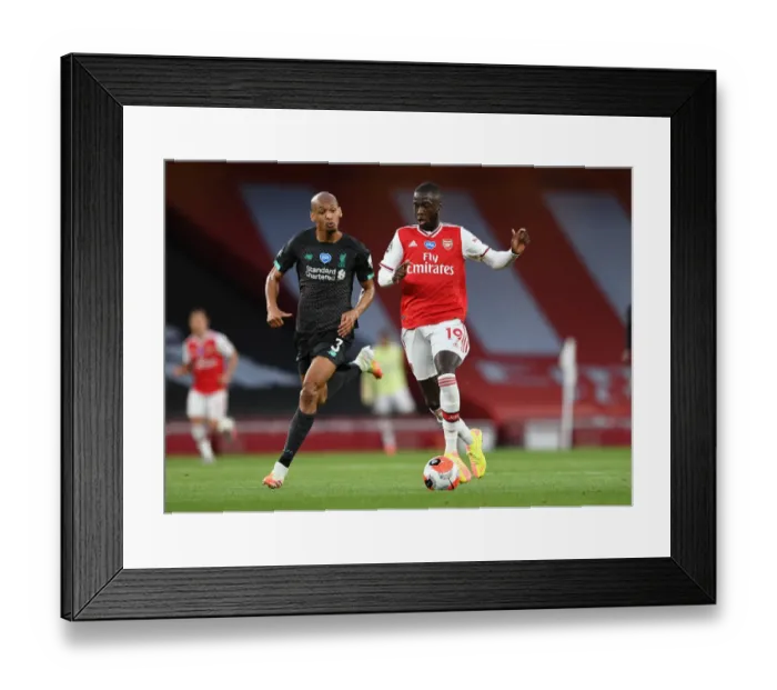 Framed Print : Empty Stadium Showdown: Pepe vs. Fabinho - Arsenal vs. Liverpool, Premier League 2019-2020 Framed Print : Empty Stadium Showdown: Pepe vs. Fabinho - Arsenal vs. Liverpool, Premier League 2019-2020
