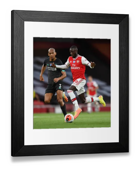 Framed Print : Pepe vs. Fabinho: Empty Stadium Battle - Arsenal vs. Liverpool (2019-20) Framed Print : Pepe vs. Fabinho: Empty Stadium Battle - Arsenal vs. Liverpool (2019-20)