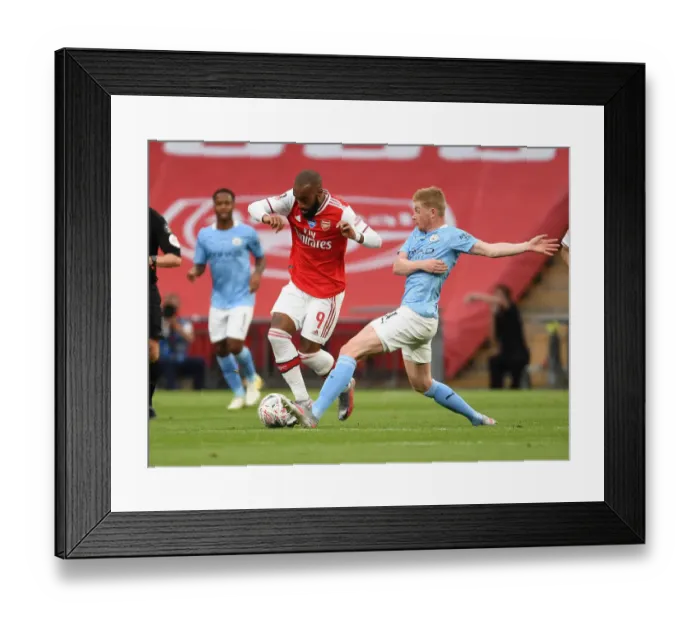 Framed Print : Arsenal vs Manchester City: FA Cup Semi-Final Battle - Lacazette vs De Bruyne
