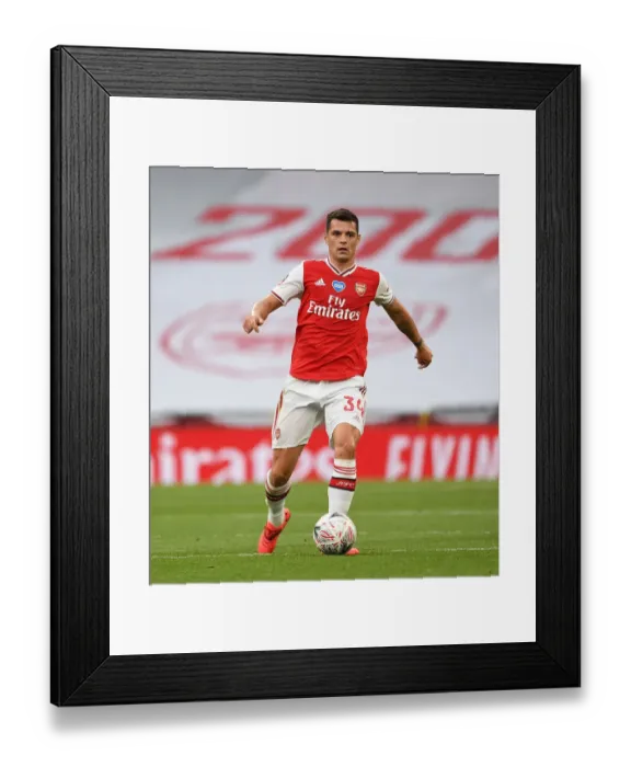 Framed Print : Granit Xhaka in Action: Arsenal vs Manchester City - FA Cup Semi-Final 2019-20