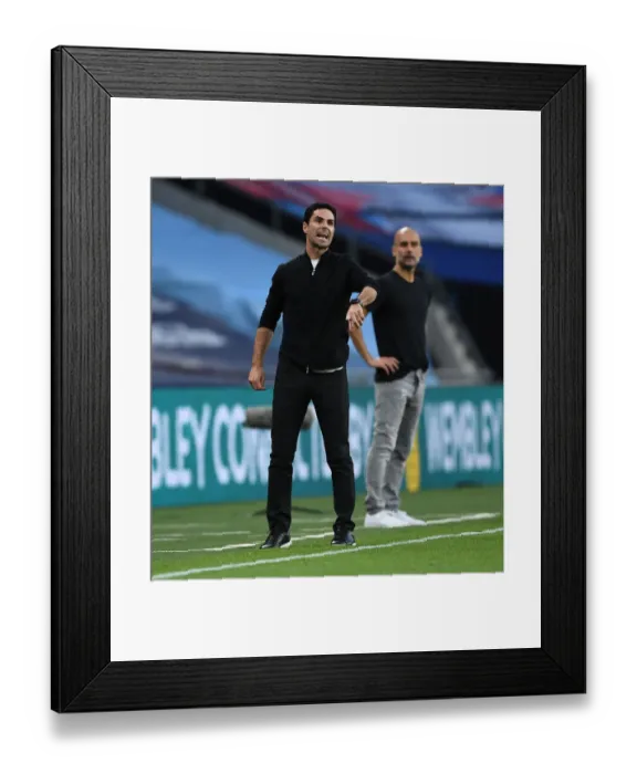 Framed Print : Arsenal FC vs Manchester City: FA Cup Semi-Final - Mikel Arteta Leads Arsenal at Wembley Stadium