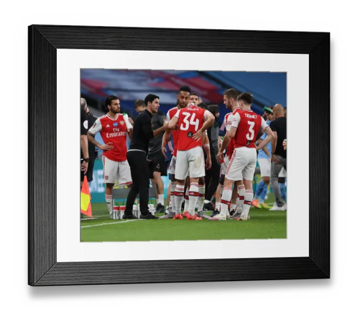 Framed Print : Mikel Arteta Rallies Arsenal at Wembley: FA Cup Semi-Final vs Manchester City