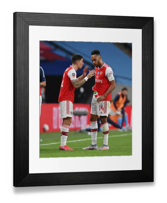 Framed Print : Arsenal's Bellerin and Aubameyang Face Off Against Manchester City in FA Cup Semi-Final