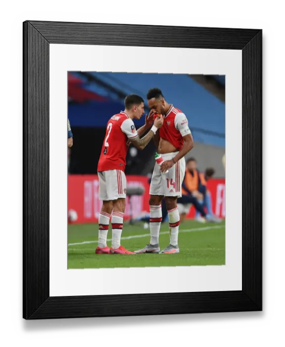Framed Print : Arsenal's Bellerin and Aubameyang Go Head-to-Head Against Manchester City in FA Cup Semi-Final Showdown