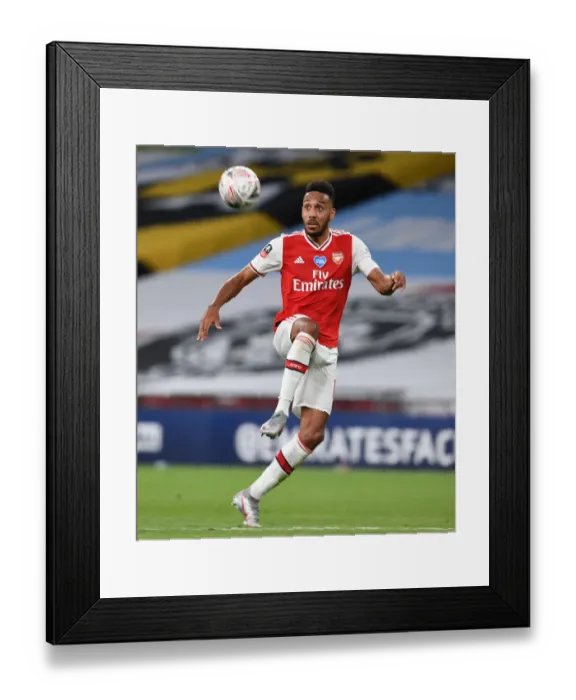 Framed Print : Arsenal's Aubameyang Prepares for FA Cup Showdown Against Manchester City Framed Print : Arsenal's Aubameyang Prepares for FA Cup Showdown Against Manchester City