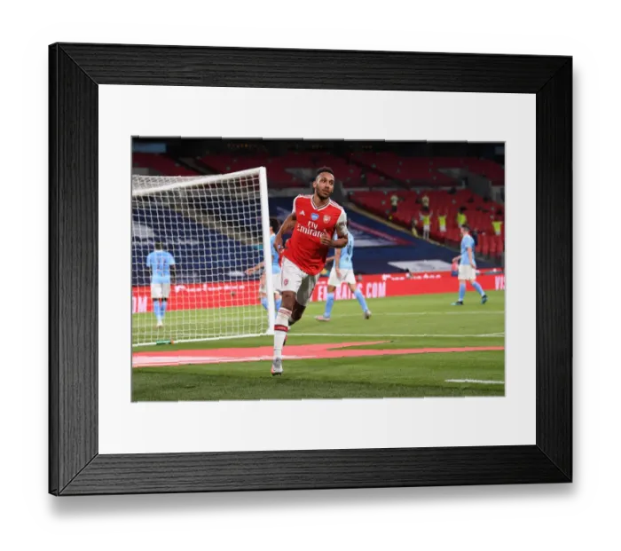 Framed Print : Arsenal's Aubameyang Scores Brace: FA Cup Semi-Final Victory Over Manchester City