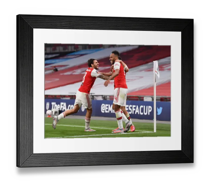 Framed Print : Arsenal's Aubameyang Scores Brace: FA Cup Semi-Final Victory over Manchester City