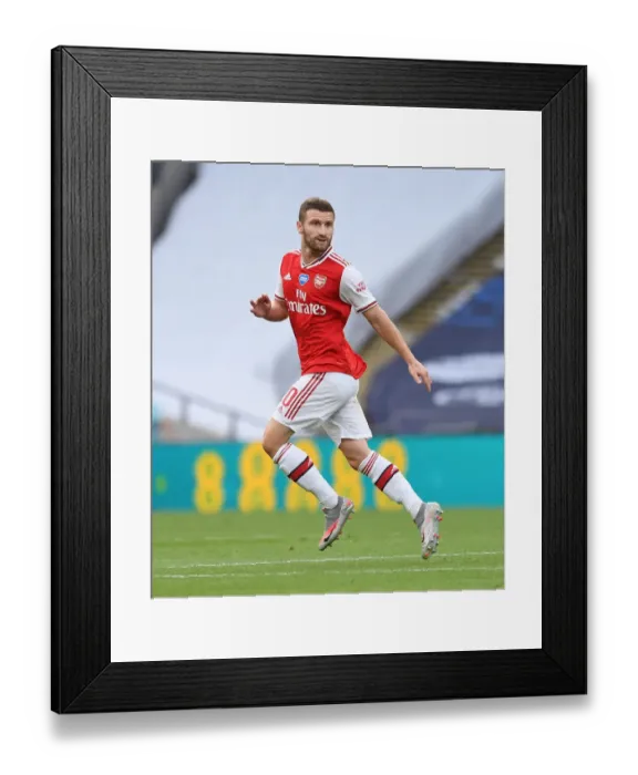 Framed Print : Mustafi's Intense Focus: Arsenal vs Manchester City - FA Cup Semi-Final Showdown