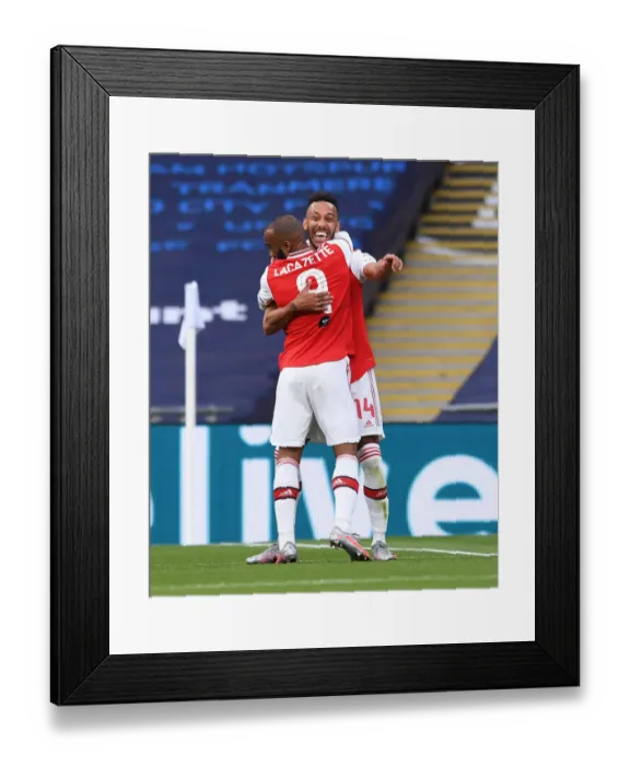 Framed Print : Arsenal's Aubameyang and Lacazette Celebrate Goal in FA Cup Semi-Final Victory over Manchester City Framed Print : Arsenal's Aubameyang and Lacazette Celebrate Goal in FA Cup Semi-Final Victory over Manchester City