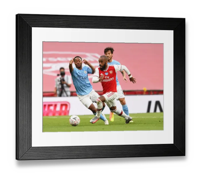 Framed Print : FA Cup Semi-Final Showdown: Lacazette vs. Sterling at Wembley - Arsenal vs. Manchester City Framed Print : FA Cup Semi-Final Showdown: Lacazette vs. Sterling at Wembley - Arsenal vs. Manchester City