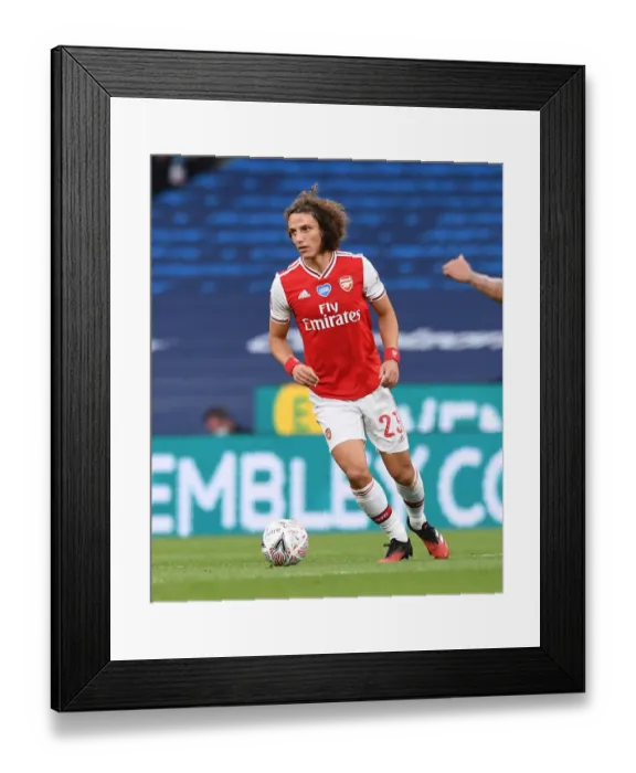 Framed Print : Arsenal's David Luiz Faces Off Against Manchester City in FA Cup Semi-Final Showdown