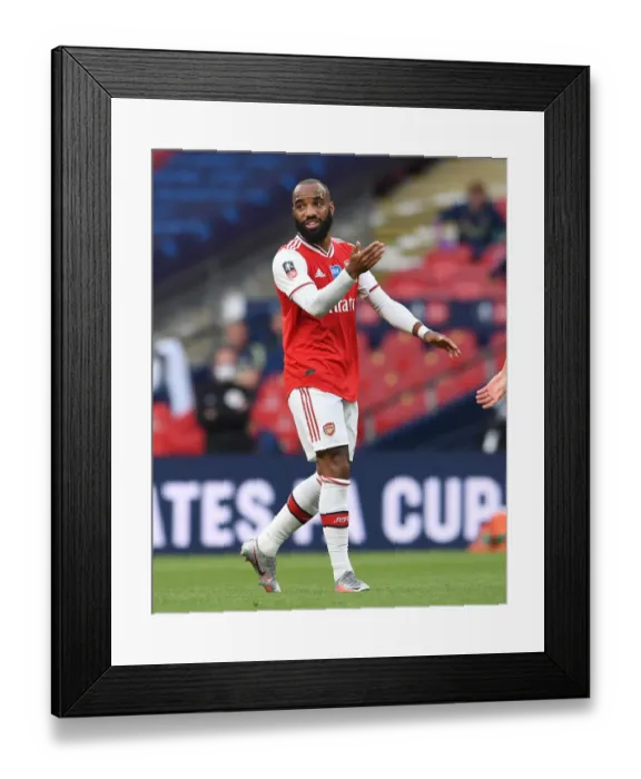 Framed Print : Arsenal's Alexandre Lacazette in FA Cup Semi-Final Showdown against Manchester City Framed Print : Arsenal's Alexandre Lacazette in FA Cup Semi-Final Showdown against Manchester City