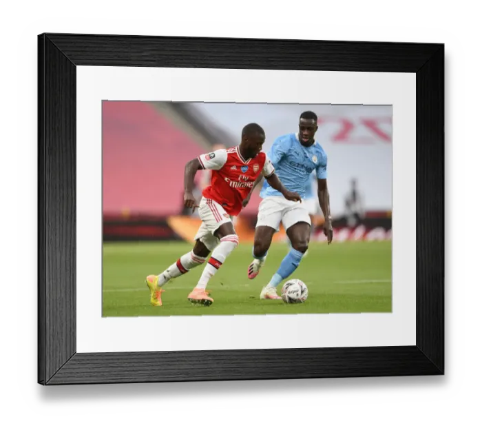 Framed Print : Pepe vs Mendy: FA Cup Semi-Final Showdown at Wembley - Arsenal vs Manchester City Framed Print : Pepe vs Mendy: FA Cup Semi-Final Showdown at Wembley - Arsenal vs Manchester City