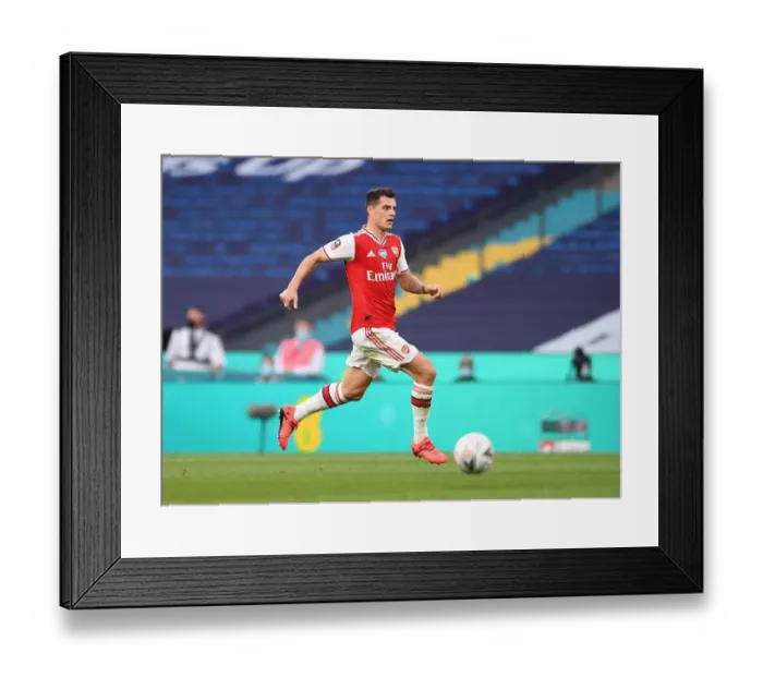 Framed Print : Granit Xhaka in FA Cup Battle: Arsenal vs Manchester City