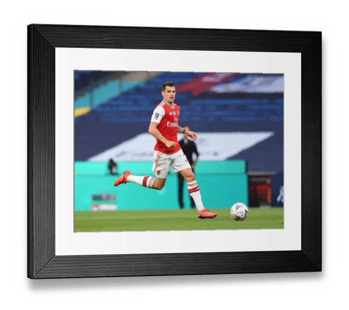 Framed Print : Arsenal's Granit Xhaka in FA Cup Semi-Final Clash Against Manchester City