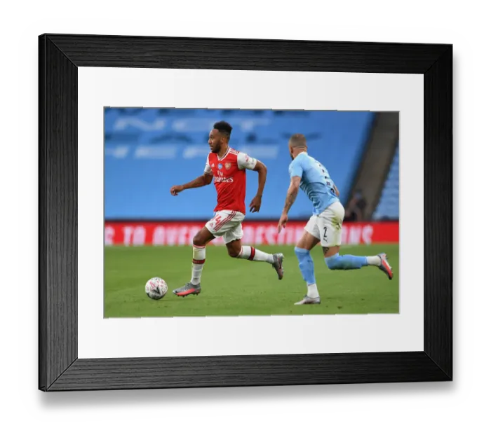 Framed Print : Aubameyang vs. Walker: FA Cup Semi-Final Showdown - Arsenal vs. Manchester City