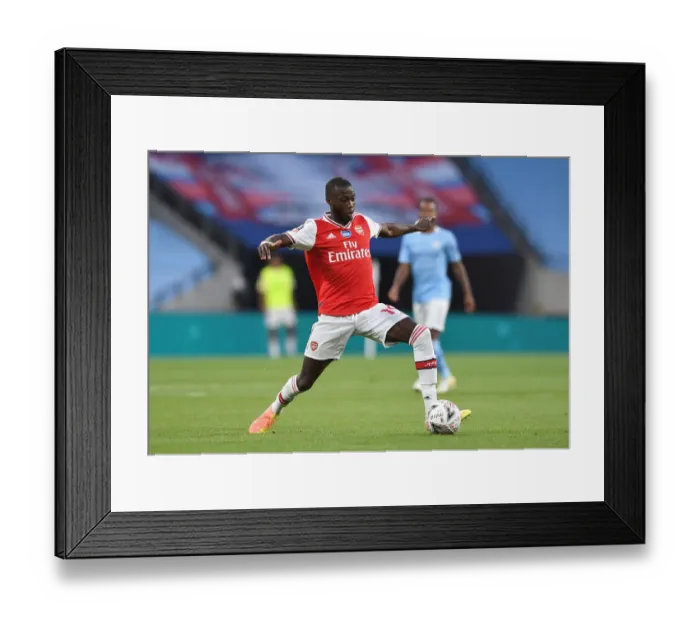 Framed Print : Arsenal's Nicolas Pepe in FA Cup Semi-Final Clash Against Manchester City