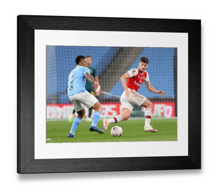 Framed Print : Arsenal's Kieran Tierney Faces Off Against Manchester City in FA Cup Semi-Final Showdown Framed Print : Arsenal's Kieran Tierney Faces Off Against Manchester City in FA Cup Semi-Final Showdown