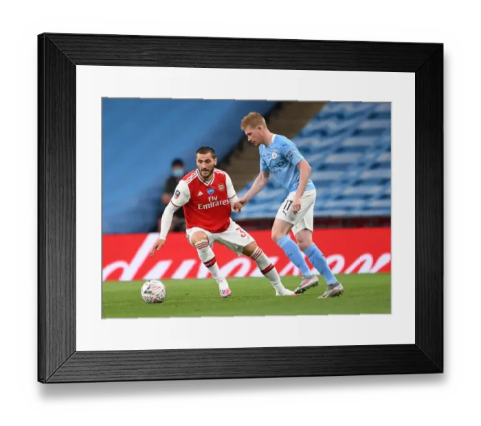 Framed Print : Arsenal's Sead Kolasinac Shuts Down Kevin De Bruyne in FA Cup Semi-Final Clash Framed Print : Arsenal's Sead Kolasinac Shuts Down Kevin De Bruyne in FA Cup Semi-Final Clash