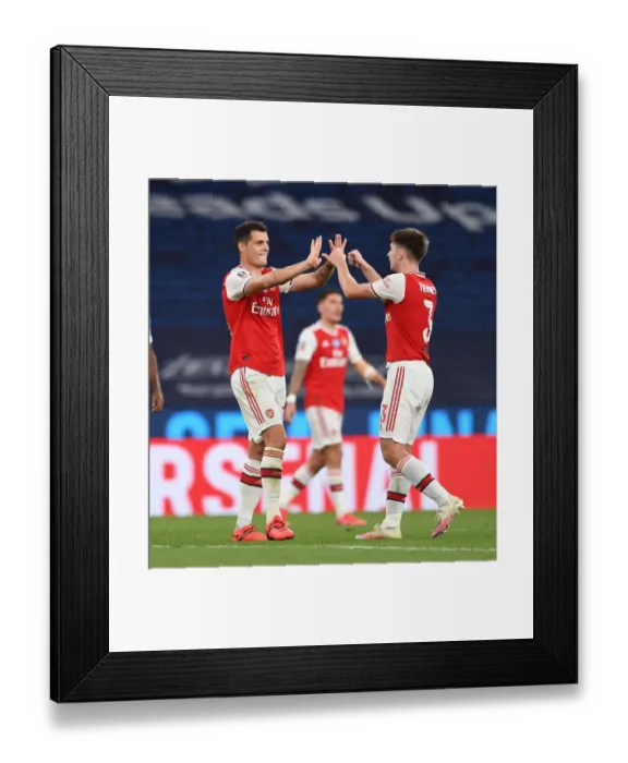 Framed Print : Arsenal's Xhaka and Tierney: FA Cup Semi-Final Victors over Manchester City