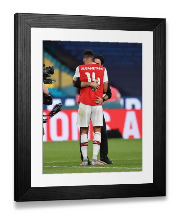 Framed Print : Arsenal's Arteta and Aubameyang Celebrate FA Cup Semi-Final Victory over Manchester City