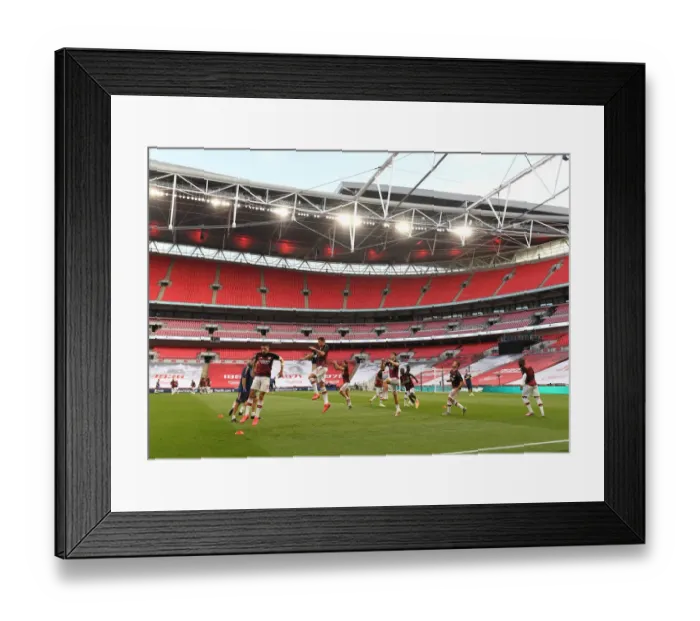 Framed Print : Arsenal and Manchester City Players Prepare for FA Cup Semi-Final at Wembley Stadium