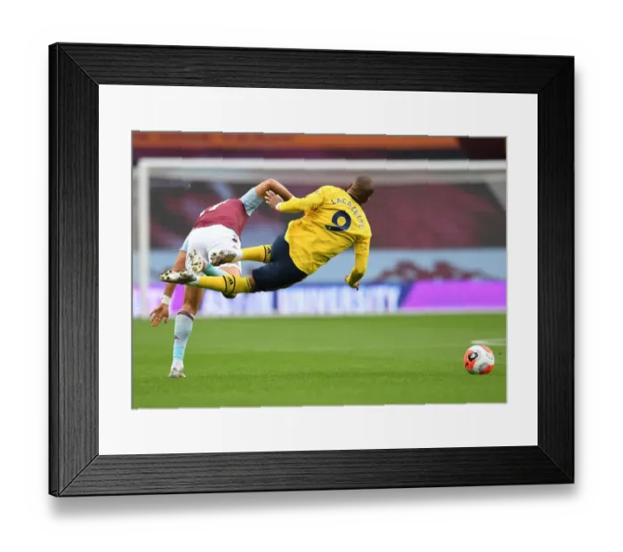 Framed Print : Lacazette vs Trezeguet: A Premier League Face-Off at Villa Park