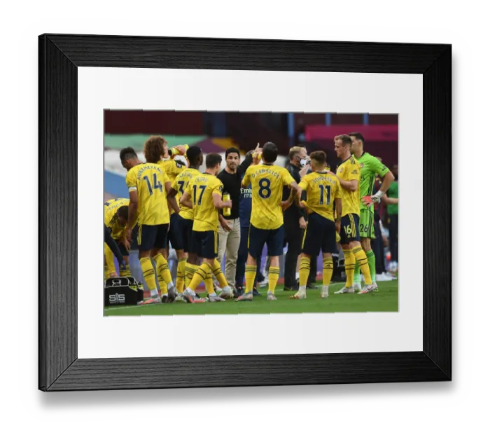 Framed Print : Mikel Arteta Directs Arsenal at Aston Villa: July 2020 Premier League Match