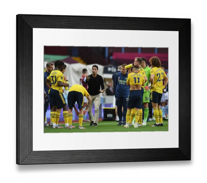 Framed Print : Mikel Arteta Directs Arsenal Team During Aston Villa Match, Premier League 2019-2020