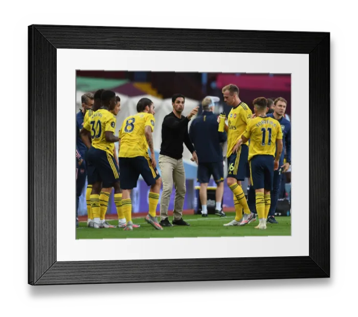 Framed Print : Arsenal's Mikel Arteta Gives Instructions During Aston Villa Match, Premier League 2019-2020