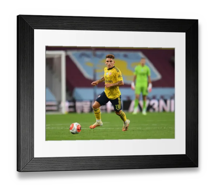 Framed Print : Lucas Torreira in Action: Aston Villa vs. Arsenal, Premier League 2019-2020